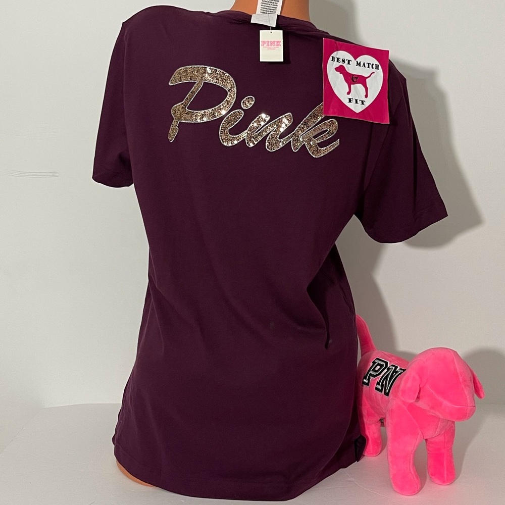 Victoria’s Secret PINK XS L Sequin Logo T-shirt Bling